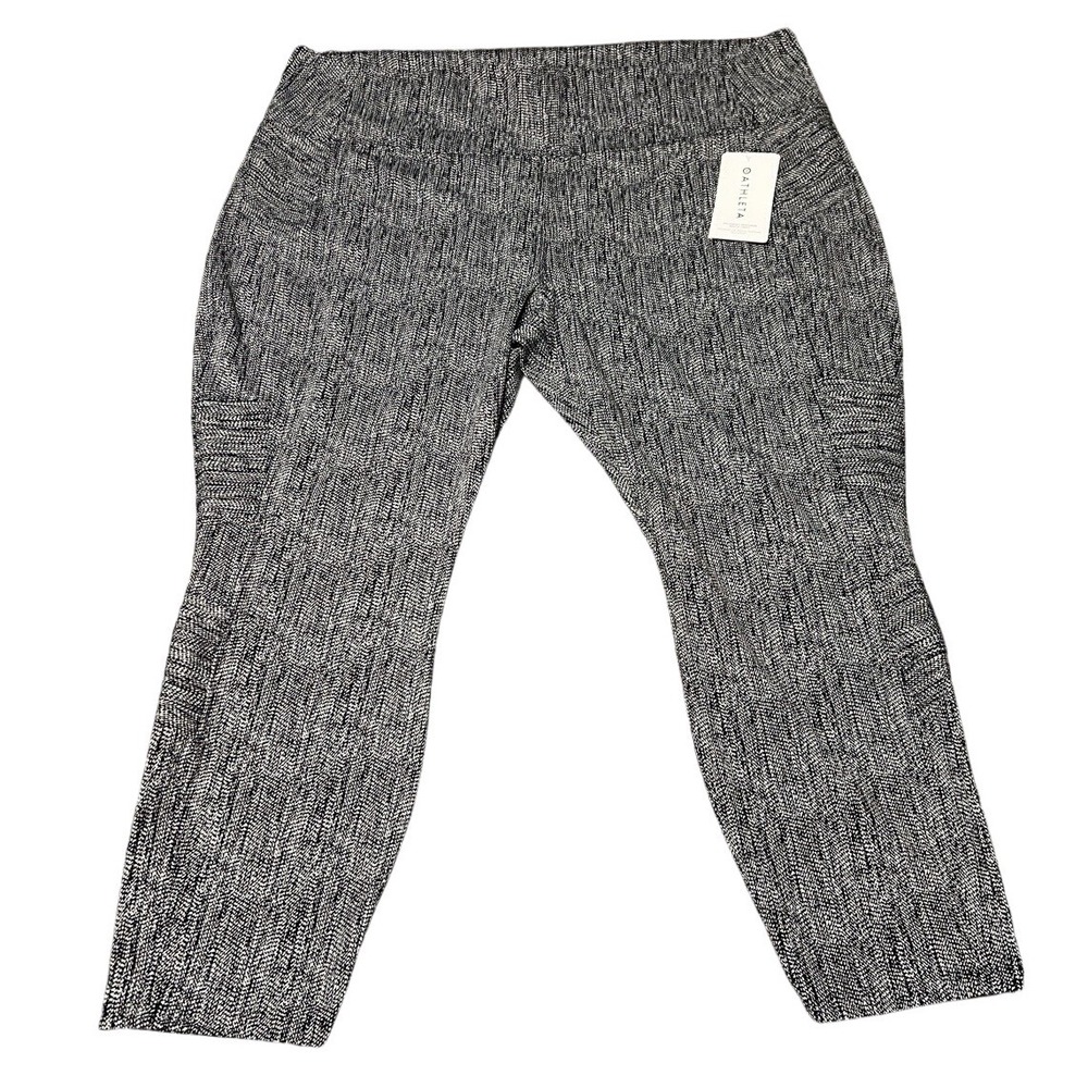 Athleta Delancey Moto Tight Leggings 3X Black White Textured High Rise NWT